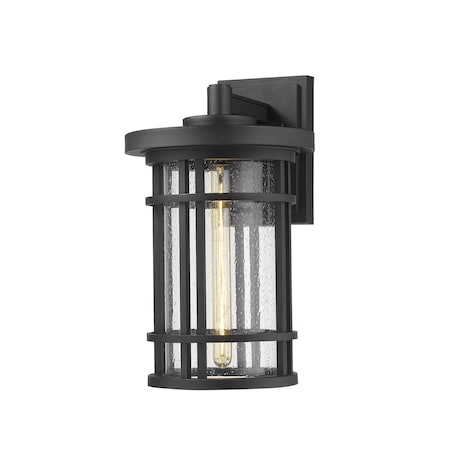 Z-Lite Jordan 1 Light Outdoor Wall Sconce, Black And Clear Seedy 570B-BK